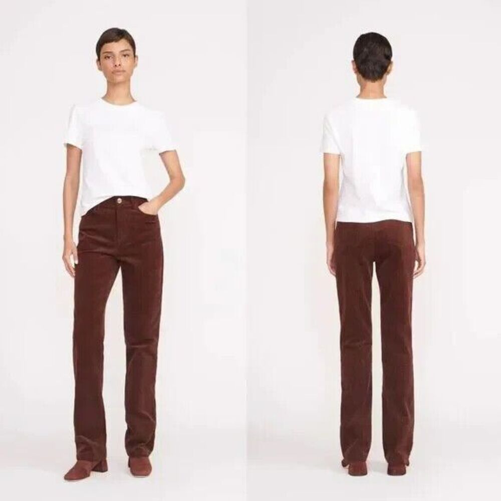 STAUD Womens Chisel Corduroy Pants Mahogany Solid Straight Button Zip Closure 6